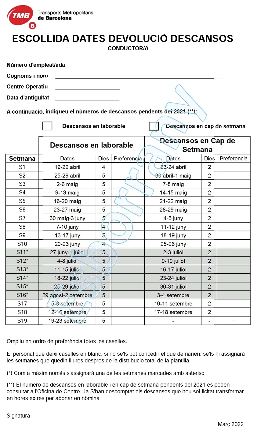 Papeleta escogida devolucion de descansos