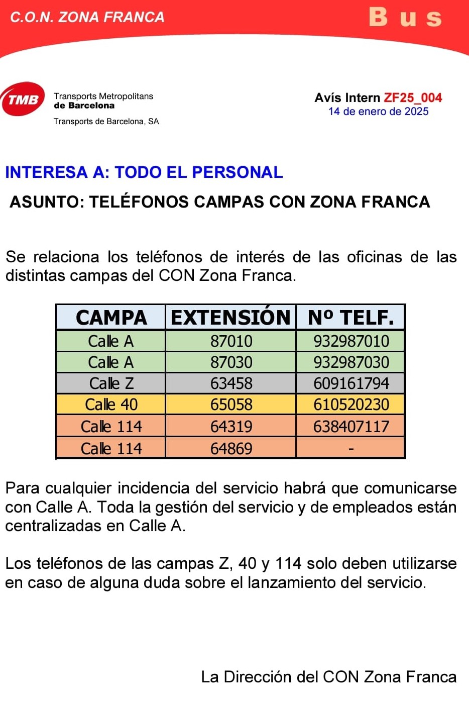 Telefonos campas